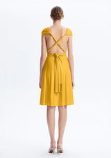 Mustard Yellow Midi Convertible Infinity Dress - INFIWING