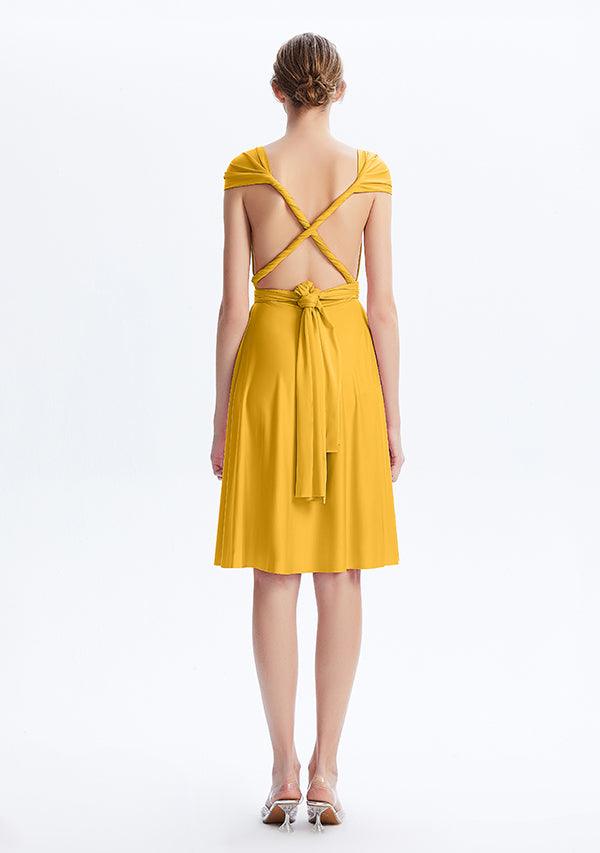 Mustard Yellow Midi Convertible Infinity Dress - INFIWING
