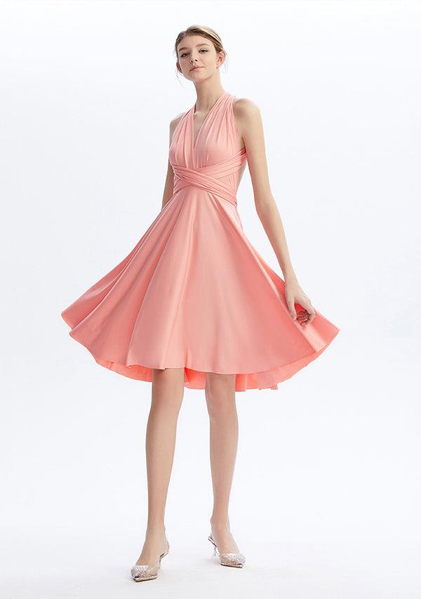 Peach Coral Midi Convertible Infinity Dress