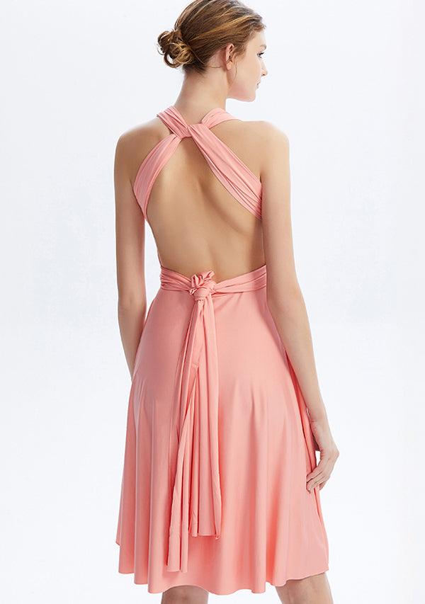 Peach Coral Midi Convertible Infinity Dress